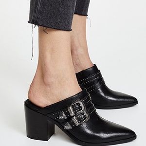 Frye flynn leather mules with buckles
